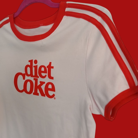Diet Coke Cropped Pink and Red T-Shirt NWOT - Picture 5 of 9